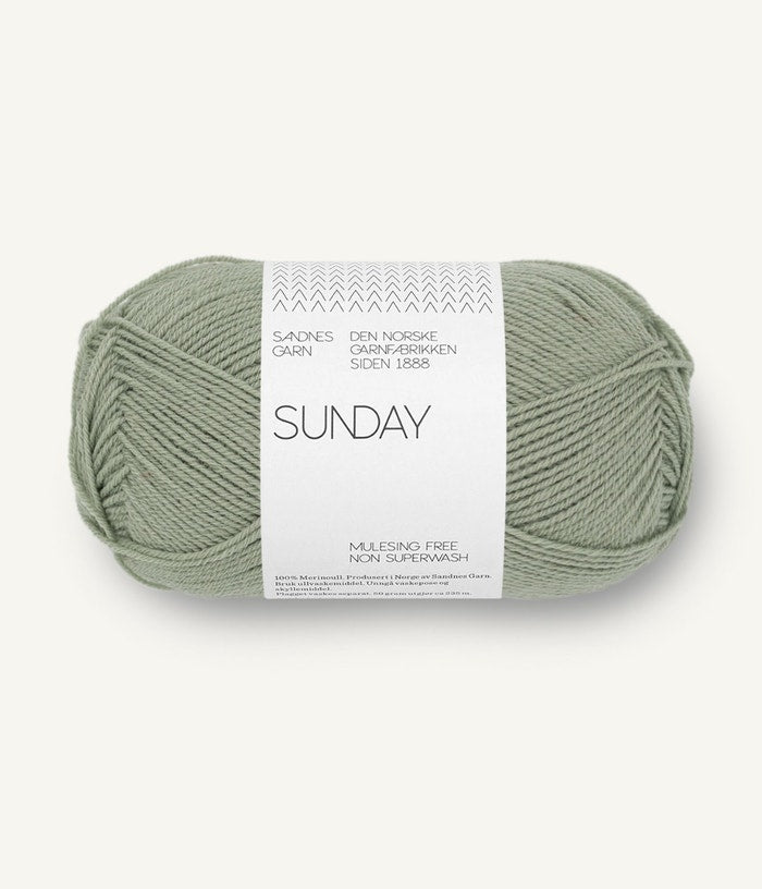 Fire de lână merinos Sunday culoare Dusty Light Green 8521 — Sandnes Garn | Nara Knits