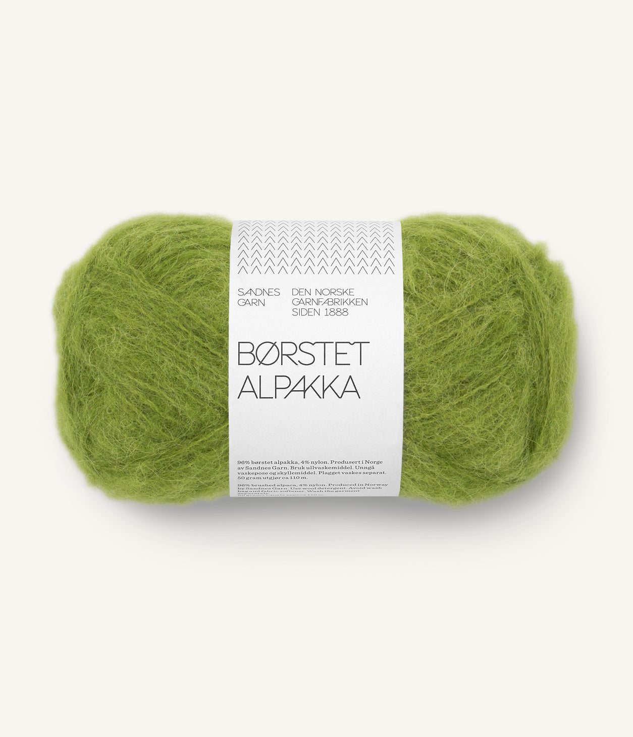 Børstet Alpakka fir alpaca periată 96% nylon 4% culoare 9564 Matcha verde Sandnes Garn

