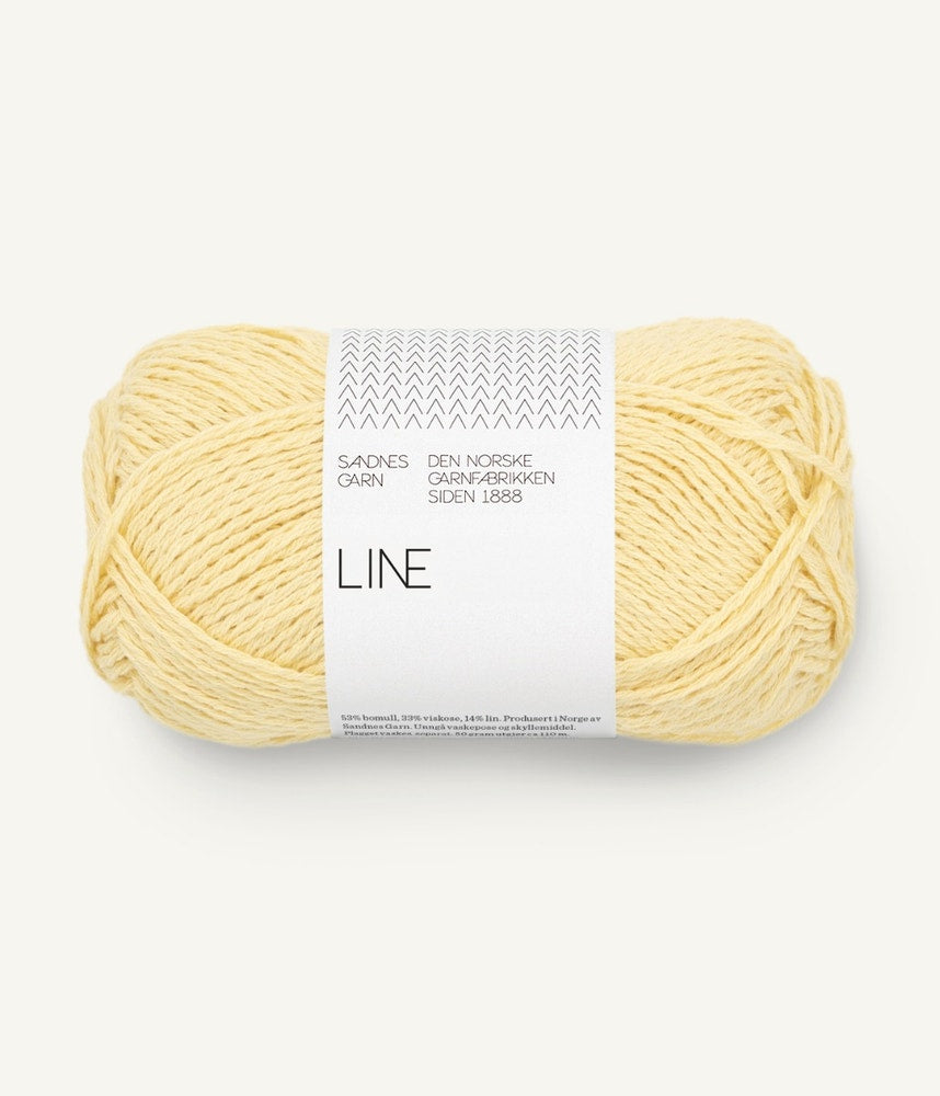 Line - bumbac organic, vâscoză și in Lys Gul — detaliu fir Sandnes Garn