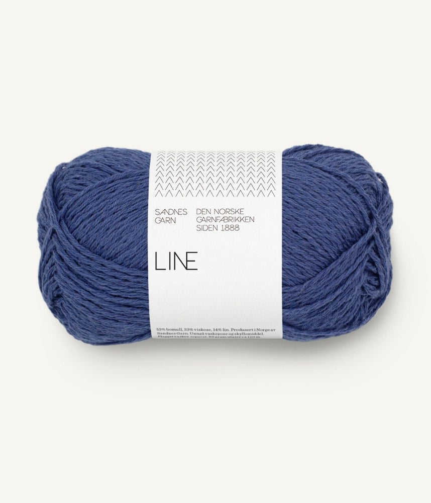 Line - bumbac organic, vâscoză și in Blueprint — detaliu fir Sandnes Garn